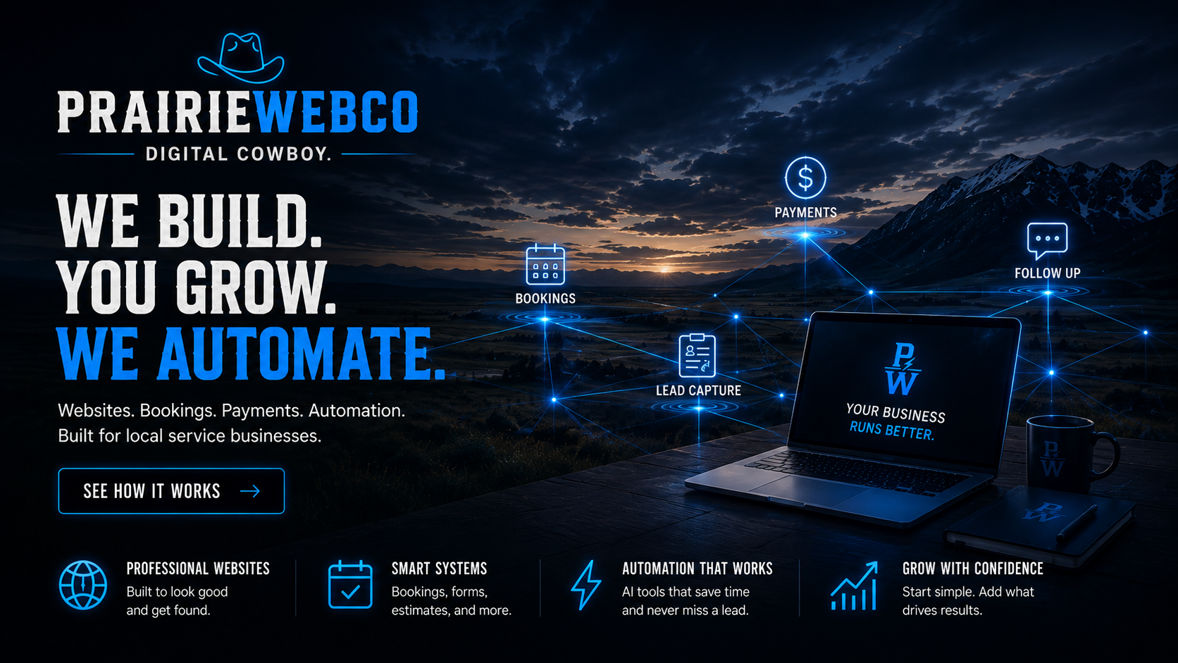 Modern local business owner managing appointments and automated bookings on a sleek tablet device