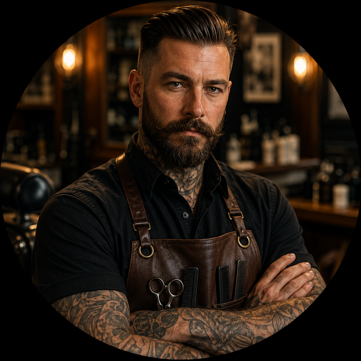 Portrait of the master barber.